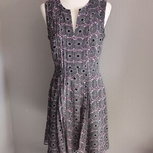 Halogen Lilac and Gray Geometric Pleated Dress